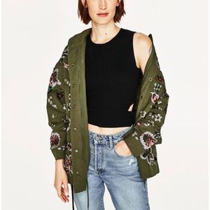 Zara - Embroidered Parka Jacket